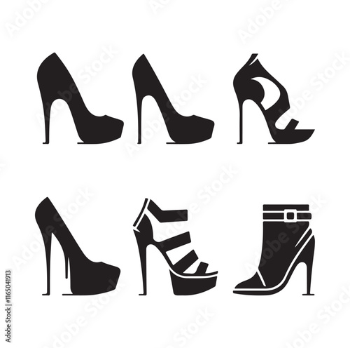 High Heel Shoe Icon silhouette vector illustration