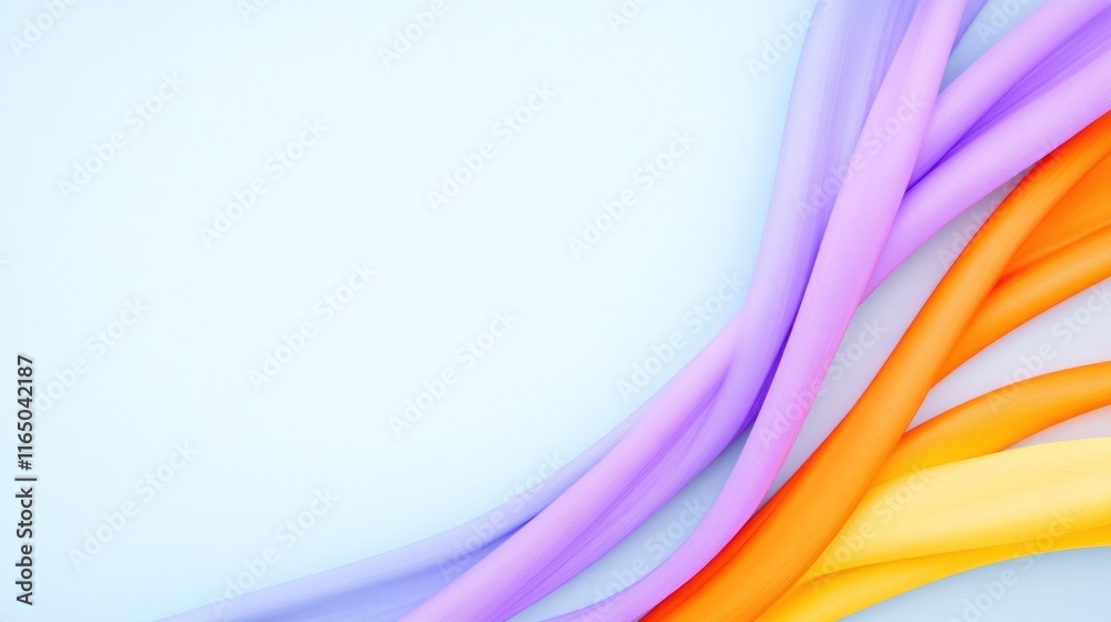 Fototapeta premium Colorful flowing lines on a soft background for design purposes.