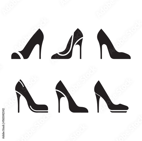 High Heel Shoe Icon silhouette vector illustration