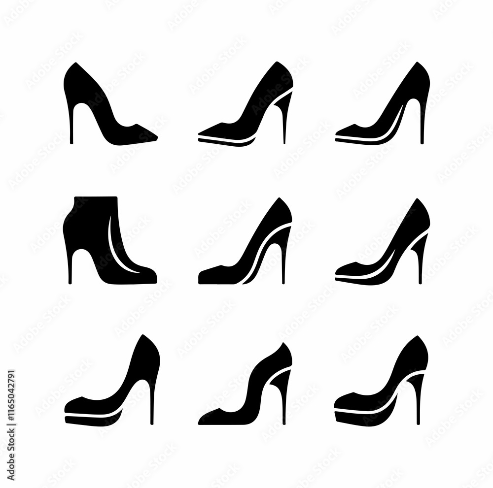 High Heel Shoe Icon silhouette vector illustration High Heel Shoe Icon silhouette vector illustration