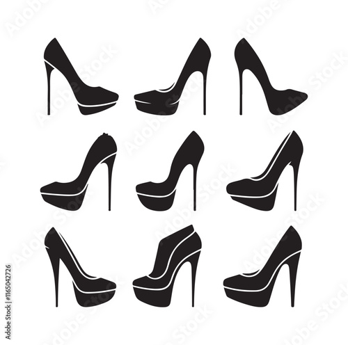 High Heel Shoe Icon silhouette vector illustration