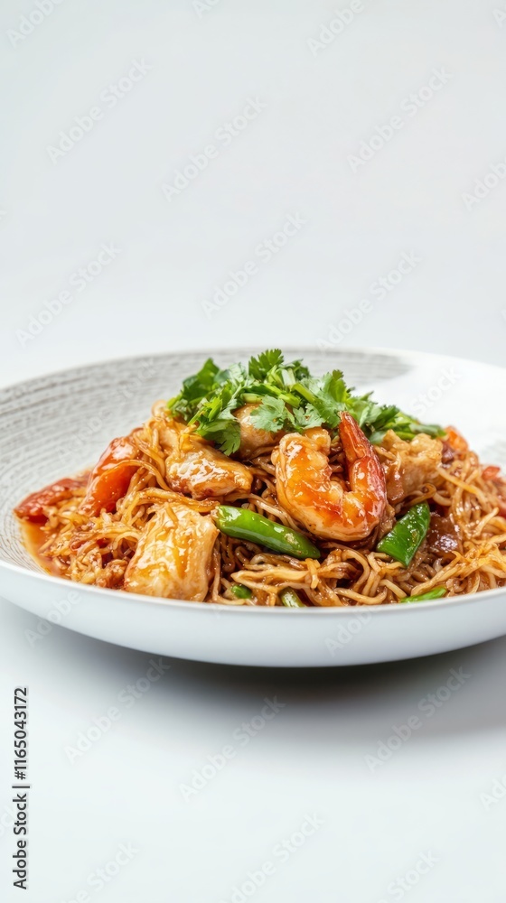 Scrumptious Stir-fried Noodles with Chicken and Shrimp - An Asian Culinary Delight Scrumptious Stir-fried Noodles with Chicken and Shrimp - An Asian Culinary Delight