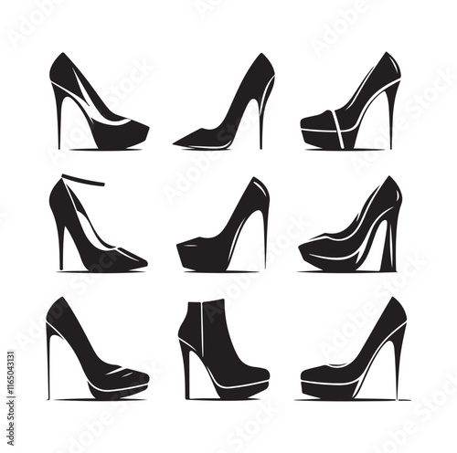 High Heel Shoe Icon silhouette vector illustration