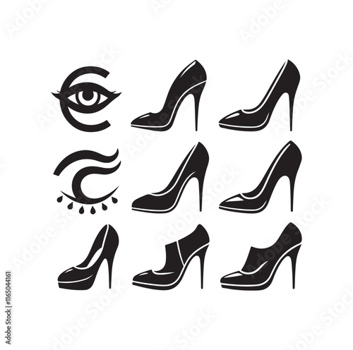 High Heel Shoe Icon silhouette vector illustration
