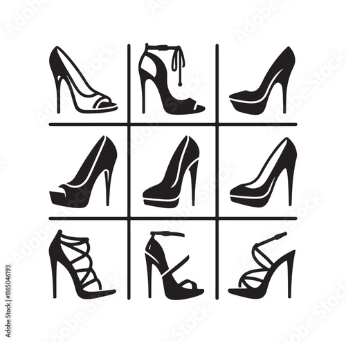 High Heel Shoe Icon silhouette vector illustration