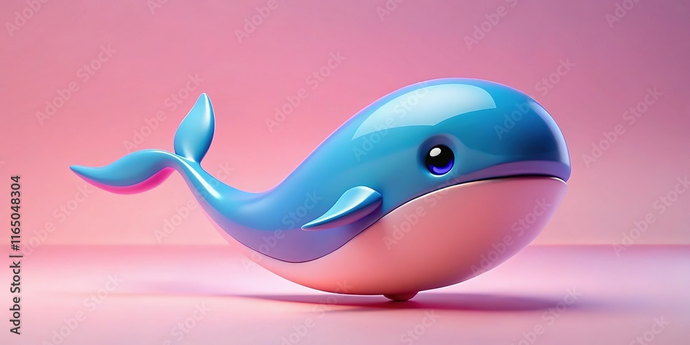 Cute Blue Pink Whale 3D Render Cute Blue Pink Whale 3D Render