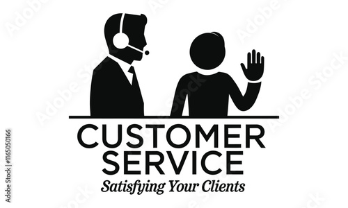 Customer Care Vector Silhouettes and Vector Clip Art Logo Icon  Depicting Customer Care, Service Excellence, and Business Strategy