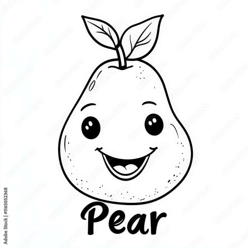 A cheerful pear with a big smile. Perfect for coloring pages children's books and healthy eating campaigns. A cheerful pear with a big smile. Perfect for coloring pages children's books and healthy eating campaigns.