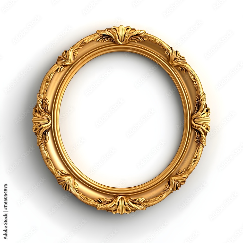 Gold framed oval with a white background Gold framed oval with a white background