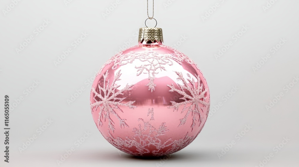 Frosted pink Christmas ornament with intricate details
Frosted pink Christmas ornament with intricate details