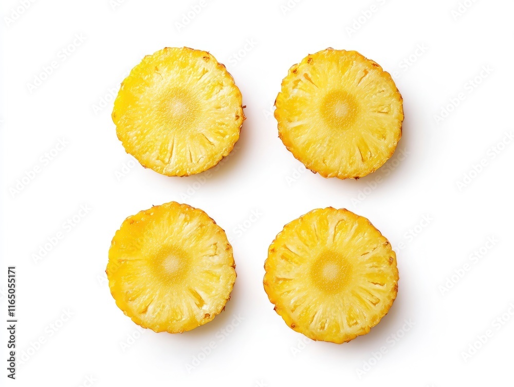Fresh pineapple slices isolated on white background. Fresh pineapple slices isolated on white background.