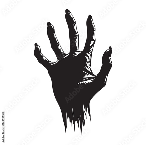 Reaching Zombie Hand silhouette vector illustration