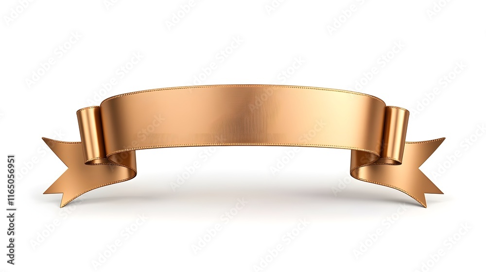Gold ribbon is shown on a white background Gold ribbon is shown on a white background
