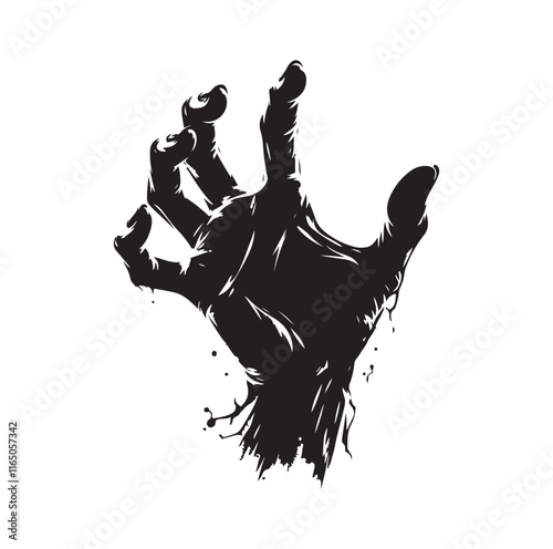 Reaching Zombie Hand silhouette vector illustration