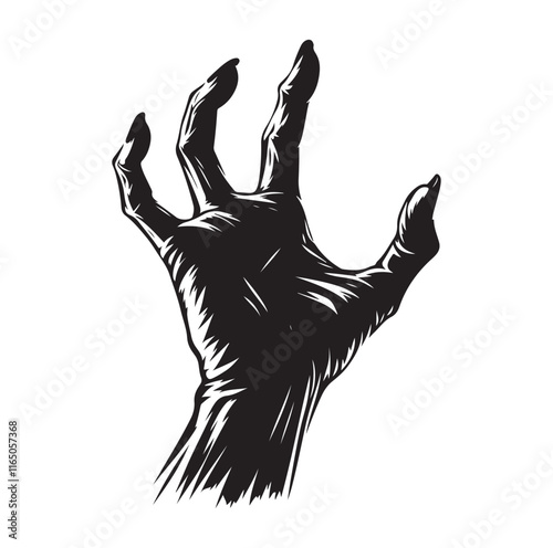 Reaching Zombie Hand silhouette vector illustration