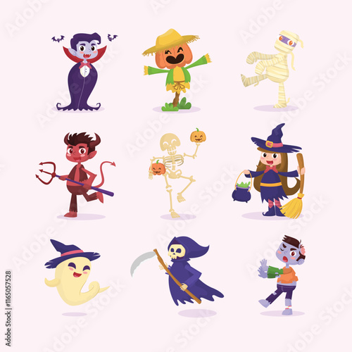 Cute Halloween Characters Cartoon Illustration