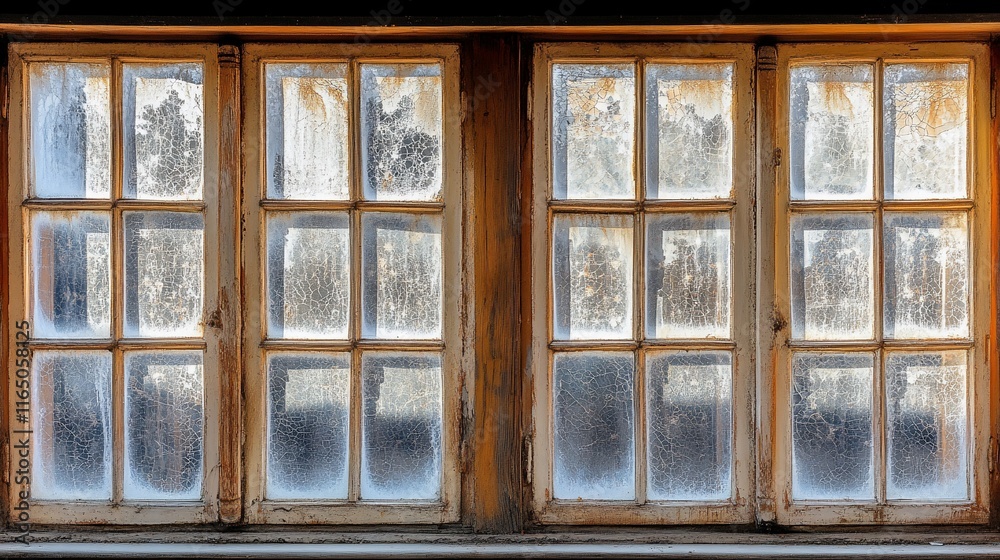 Frosty, old wooden window panes. Frosty, old wooden window panes.
