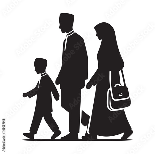 Wallpaper Mural muslim family walking silhouette vector illustration Torontodigital.ca