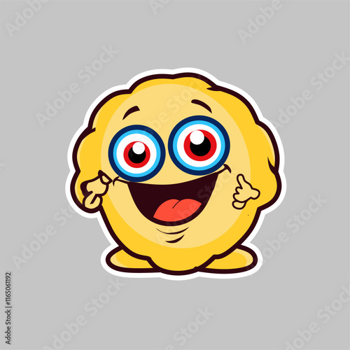 cute character mascot, yellow mascot with a smiling face.