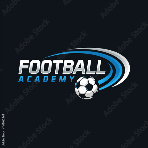 Football Logo Badge with a Soccer Ball illustration. Sport Team Academy Logo Vector Template.