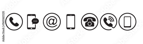 Collection of Connect Icons. Contact us icon set. Smartphone ringing. Phone sign. Name, phone, mobile, place, location, mail, website and message card sign. Vector illustration eps 10