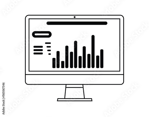 Dashboard admin line icon. Simple outline style. User panel template, data analysis, agency, graph, business linear sign. Vector illustration isolated on white background.