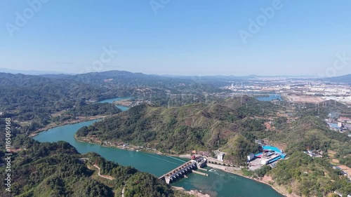 Exploring the breathtaking aerial views of Xiangxi Daihe Hydropower Station in Hunan Province photo