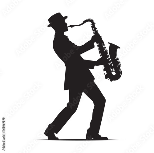 Saxaphone Player pose silhouette vector illustration