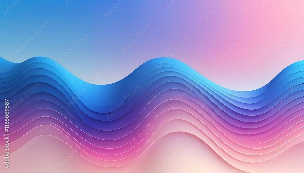 Layered Abstract Waves in Pastel Blue and Pink Hues Layered Abstract Waves in Pastel Blue and Pink Hues