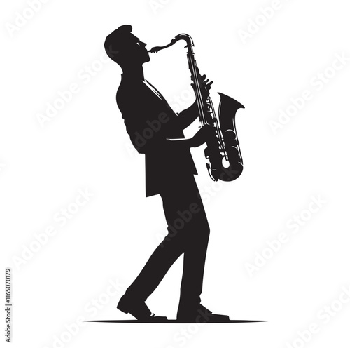 Saxaphone Player pose silhouette vector illustration