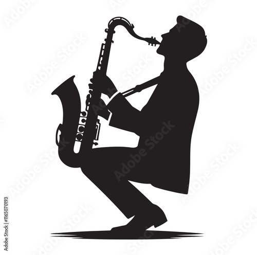 Saxaphone Player pose silhouette vector illustration