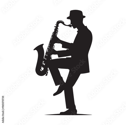 Saxaphone Player pose silhouette vector illustration
