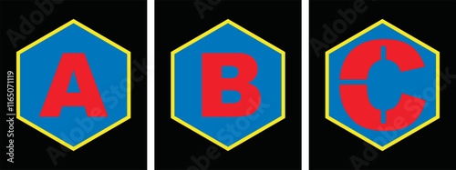 a set of letter a b c hexagon logos