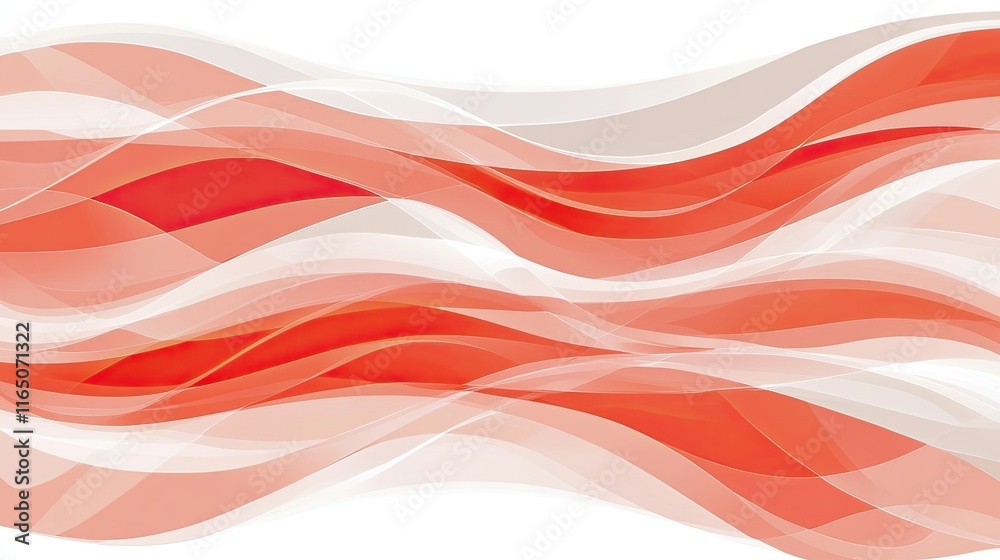 Abstract red and white wave pattern background.