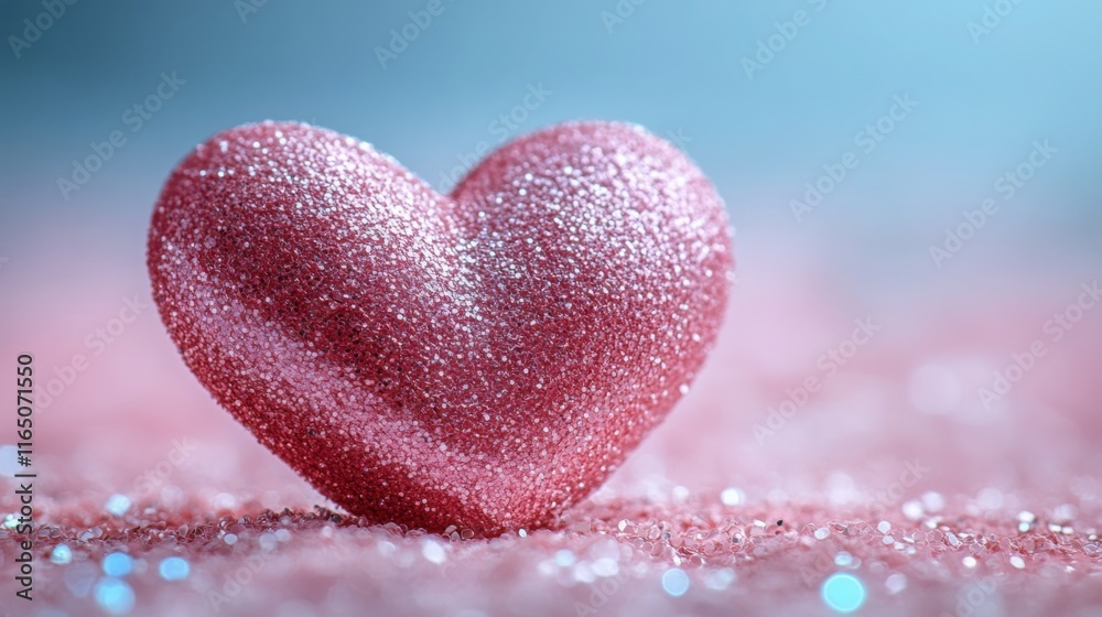 Fototapeta premium Soft pastel background with a glittery heart-shaped paper cut-out, perfect for creating romantic decorations or Valentine's Day crafts
