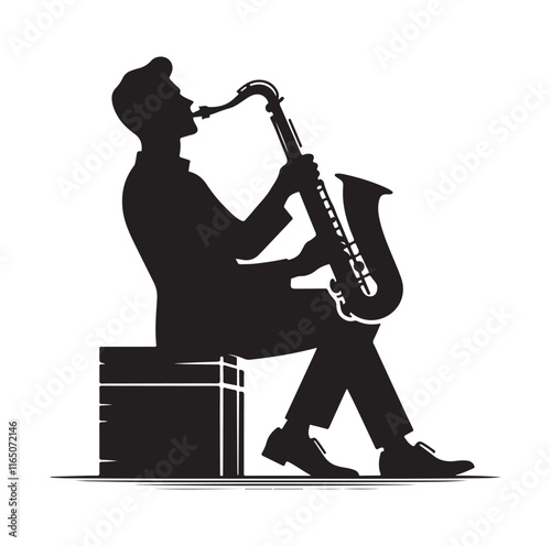 Saxaphone Player pose silhouette vector illustration