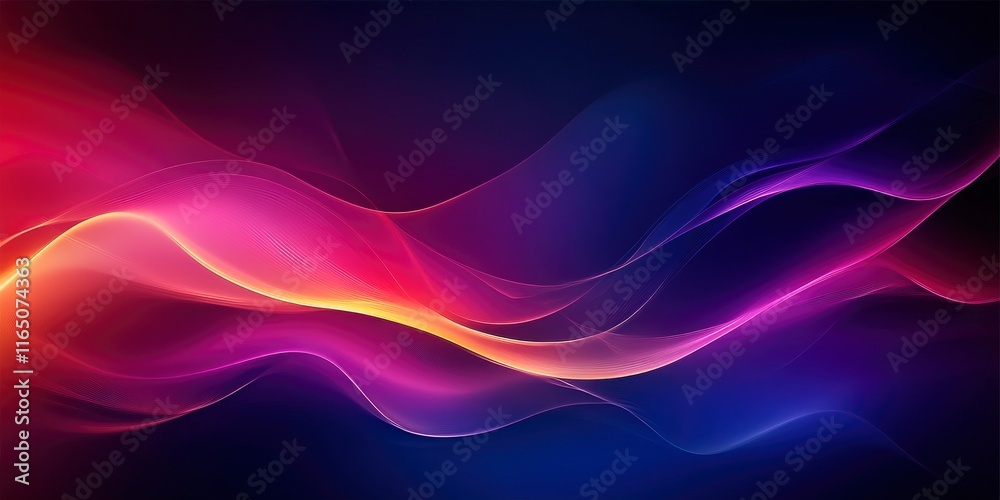 Abstract background with colorful waves and a glow in dark blue, purple, red gradient color Abstract background with colorful waves and a glow in dark blue, purple, red gradient color