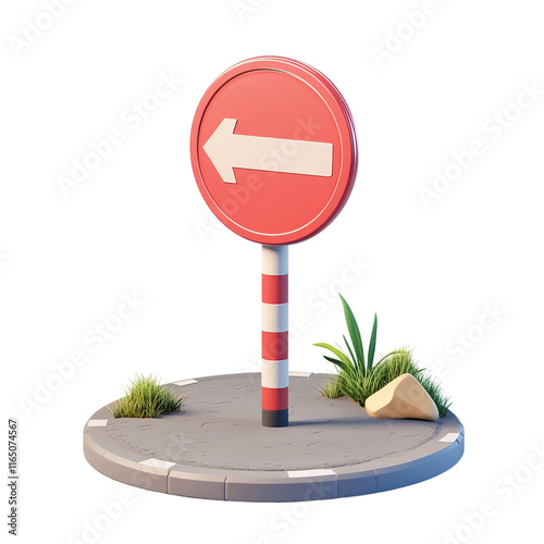 A front road sign indicating, Clipart Style, isolated on transparent background