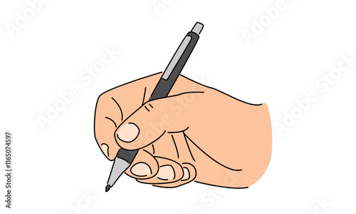 line art color of hands writing letter