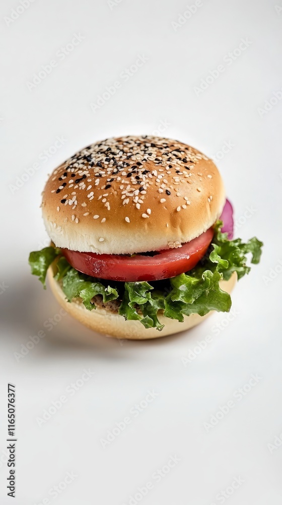 129. 42. classic style burger with lighting, studio lighting, isolated on a white background, --ar 9:16 --v 6.1 Job ID: fbf9d316-4e8a-466a-bd7e-8cfb2b8895e5