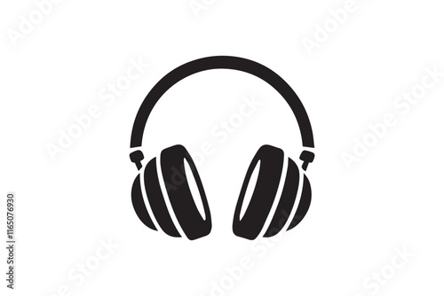 simple and unobtrusive headphone black and white vector silhouette illustration isolated in white background
