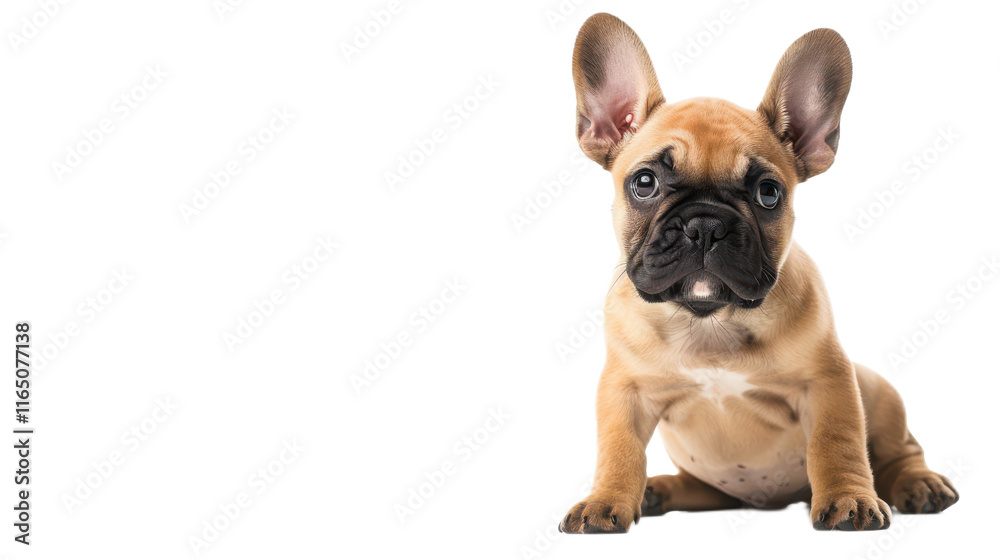 Obraz premium Cute French Bulldog Puppy Sitting Beautifully Against a White Background