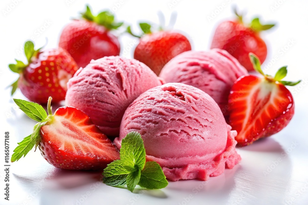 Strawberry Ice Cream Texture Close-up, Delicious Dessert Photography Strawberry Ice Cream Texture Close-up, Delicious Dessert Photography