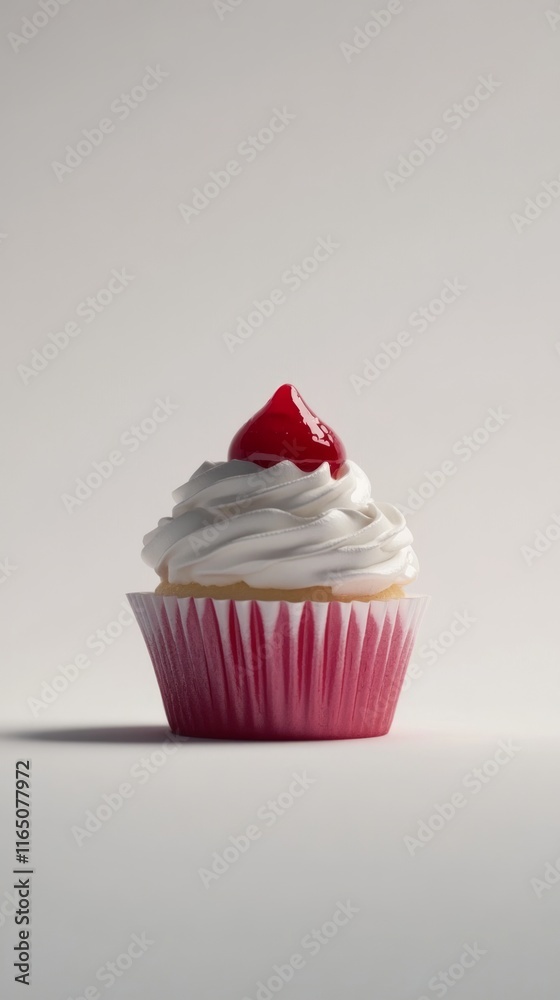A Delectable Delight: Exquisitely Decorated Cupcake with a Touch of Cherry A Delectable Delight: Exquisitely Decorated Cupcake with a Touch of Cherry