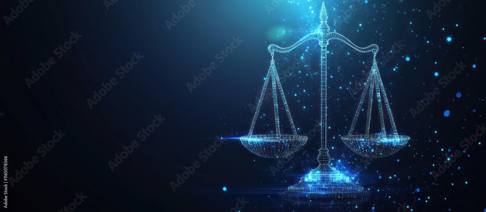 Digital Scales of Justice - Abstract Representation Digital Scales of Justice - Abstract Representation
