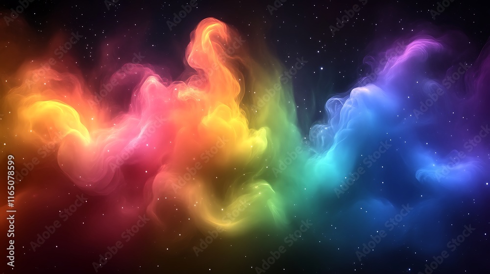 Fototapeta premium Cosmic Rainbow Nebula Stellar Cloudscape