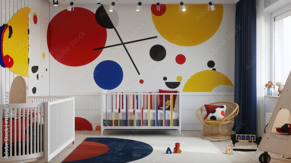 Obraz premium A colorful nursery featuring modern decor and playful design elements.
