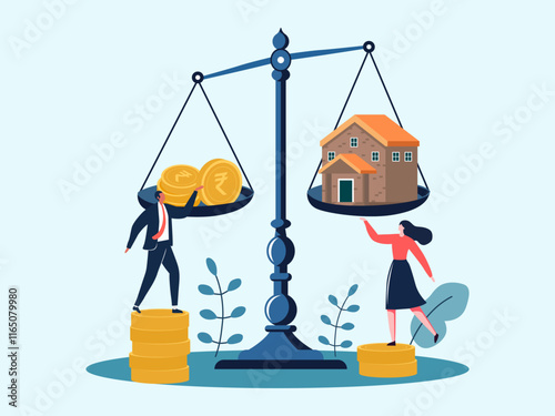 investment real estate payment mortgage purchase family home credit gold coin individual bank balance money house illustration clipart