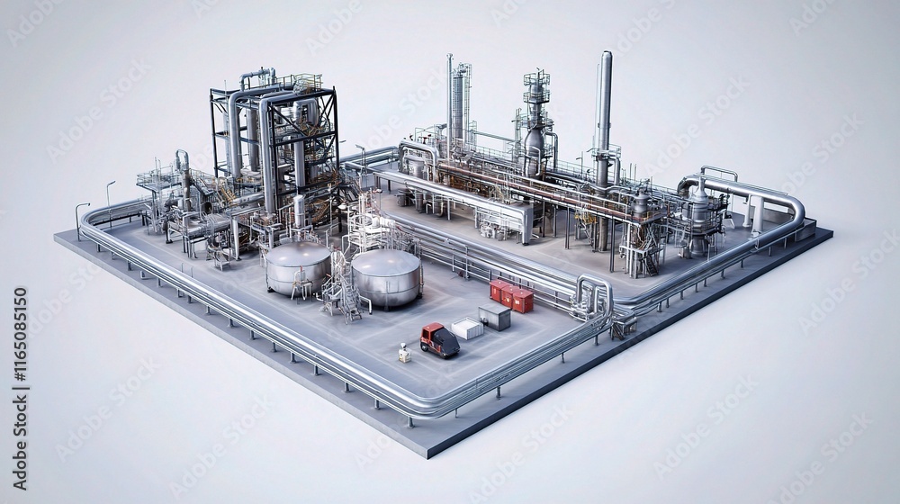 Fototapeta premium Oil and Gas Extraction Facility with Drilling Machinery and Equipment