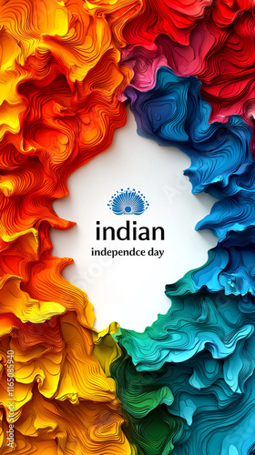 Vibrant Indian Independence Day Abstract Art Colorful 3D Paper Cut Design